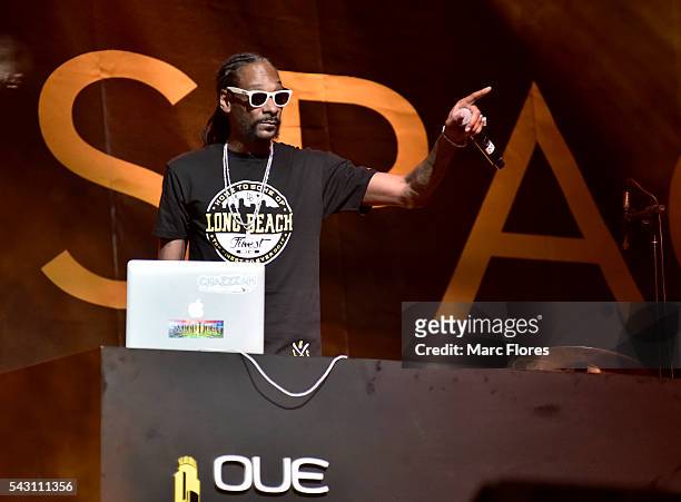 Snoopadelic performs onstage during the OUE Skyspace LA grand opening block party at OUE Skyspace LA on June 25, 2016 in Los Angeles, California.