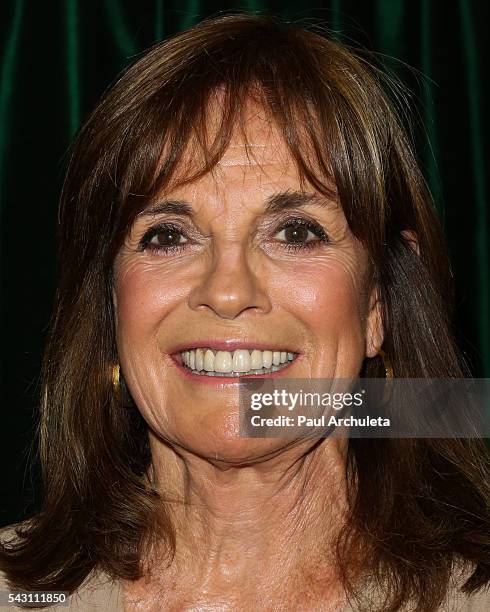 Actress Linda Gray signs copies of her new book "The Road To Happiness Is Always Under Construction" at Vroman's Bookstore on June 25, 2016 in...