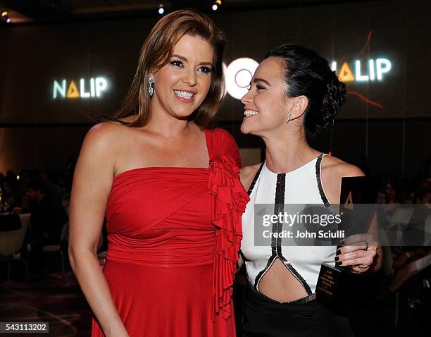 Actresses Alicia Machado and Alice Braga attend the NALIP 2016 Latino Media Awards at Dolby Theatre on June 25, 2016 in Hollywood, California.