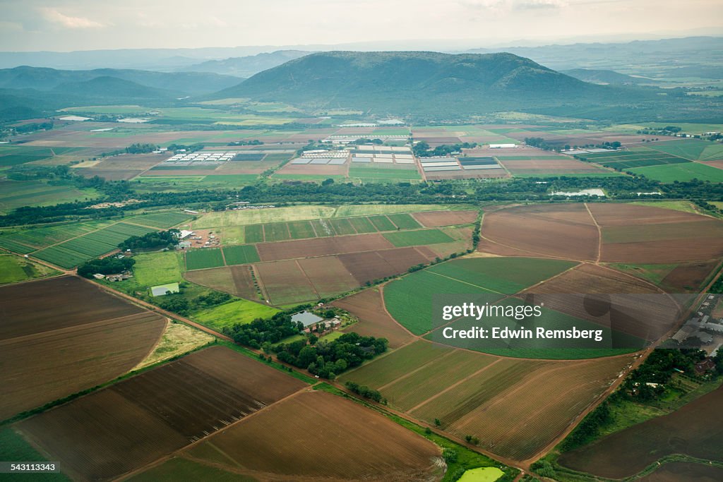 Aerial view of African farmland