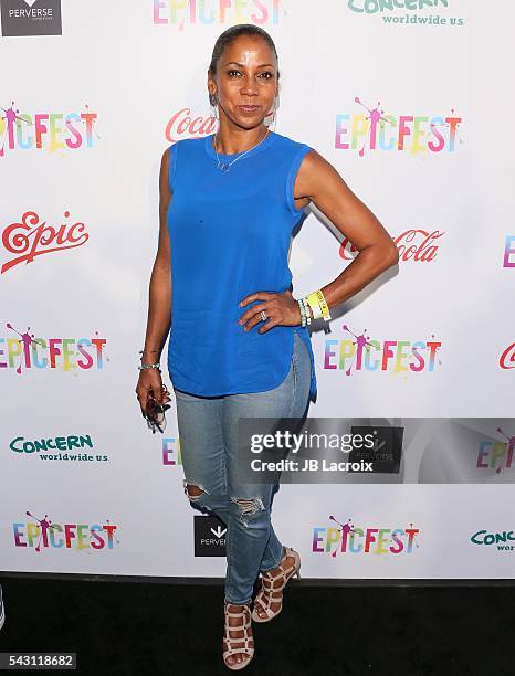 Holly Robinson Peete arrives at the 2nd Annual Epic Fest held at Sony Pictures Studios on June 25, 2016 in Culver City, California.