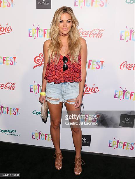 Becca Tilley arrives at the 2nd Annual Epic Fest held at Sony Pictures Studios on June 25, 2016 in Culver City, California.