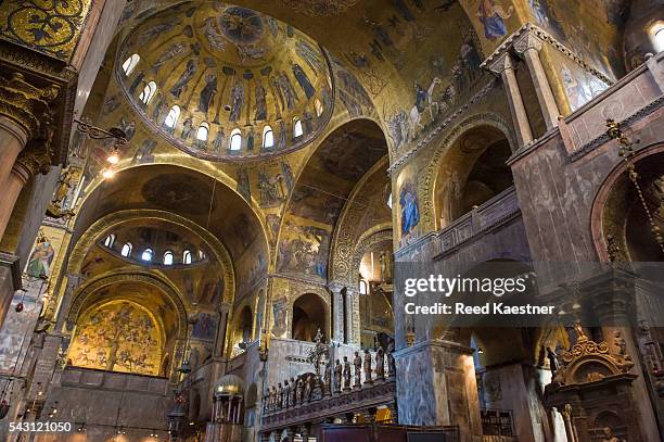 detail of the interior of the basilica of saint mark, venice italy. - basilica di san marco stock-fotos und bilder