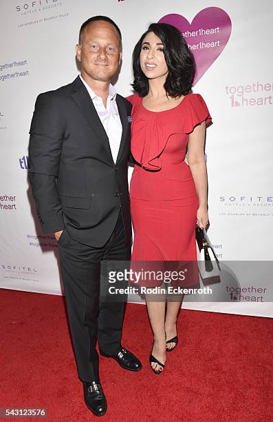 Robert Radcliffe and Tara Radcliffe arrive at together1heart launch party hosted by AnnaLynne McCord at Sofitel Hotel on June 25, 2016 in Los...