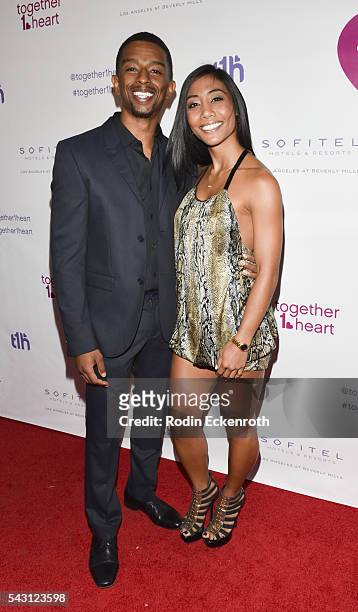 Actor Kevin L. Walker and actress Donnabelle Mortel arrive at together1heart launch party hosted by AnnaLynne McCord at Sofitel Hotel on June 25,...