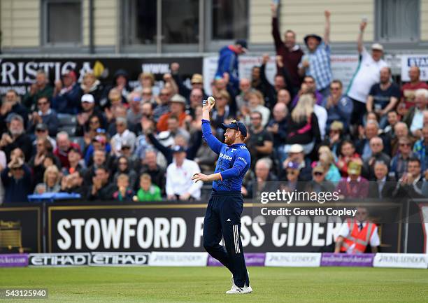 Jonathan Bairstow of England celebrates catching out Seekkuge Prasanna of Sri Lanka during the 3rd ODI Royal London One Day International match...