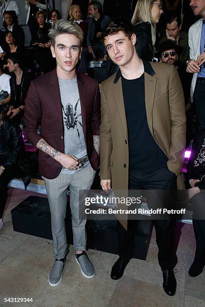 Model Gabriel-Kane Day-Lewis and Son of Jeremy Irons, Max Irons attend the Lanvin Menswear Spring/Summer 2017 show as part of Paris Fashion Week on...