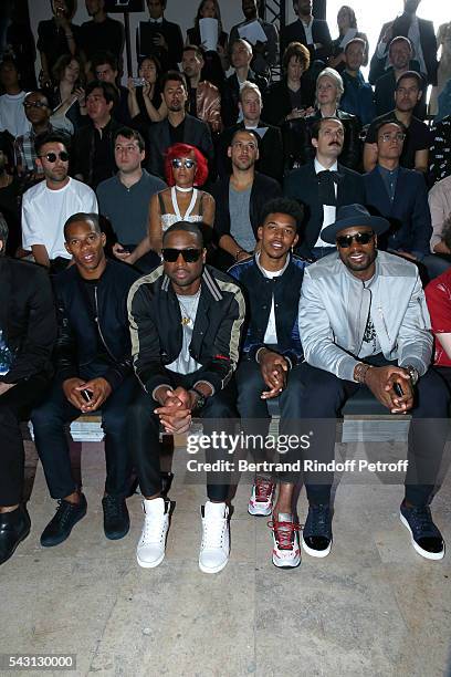 American Football Player Victor Cruz, Basket-ball players Dwyane Wade, Nick Young and Serge Ibaka attend the Lanvin Menswear Spring/Summer 2017 show...