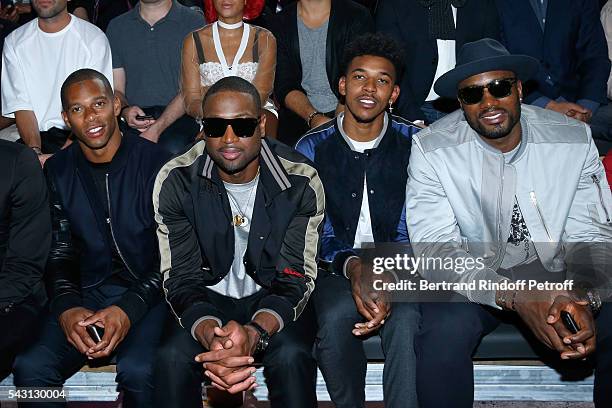 American Football Player Victor Cruz, Basket-ball players Dwyane Wade, Nick Young and Serge Ibaka attend the Lanvin Menswear Spring/Summer 2017 show...