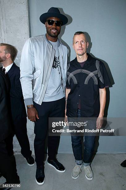Basket-ball player Serge Ibaka and Stylist Lucas Ossendrijver attend the Lanvin Menswear Spring/Summer 2017 show as part of Paris Fashion Week on...