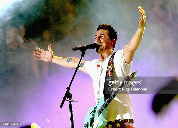 Singer/Songwriter Jake Owen performs at Kicker Country Stampede Manhattan, Kansas - Day 3 on June 25, 2016 in Manhattan, Kansas.