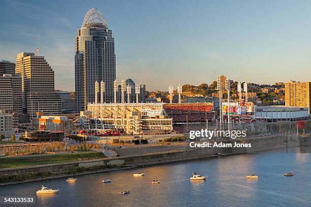 great american ballpark stadium at sunset - cincinnati ohio stock pictures, royalty-free photos & images