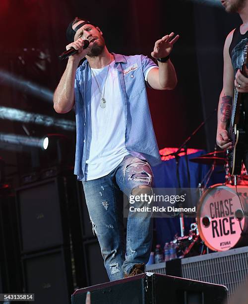 Singer/Songwriter Chase Rice performs at Kicker Country Stampede Manhattan, Kansas - Day 3 on June 25, 2016 in Manhattan, Kansas.