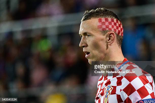 Ivan Perisic of Croatia during the European Championship match Round of 16 between Croatia and Portugal at Stade Bollaert-Delelis on June 25, 2016 in...