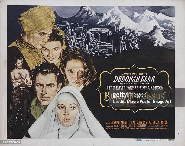 Actors Deborah Kerr, Kathleen Byron, Sabu, Jean Simmons and David Farrar appear on a poster for the film 'Black Narcissus', directed by Michael...