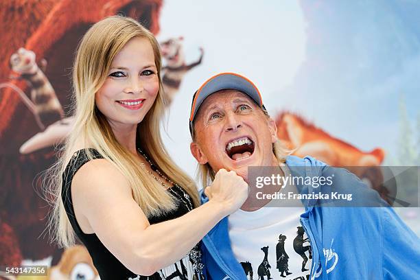 German Boxer Regina Halmich and german comedian Otto Waalkes attend the 'Ice Age - Kollision Voraus' German Premiere at CineStar on June 26, 2016 in...