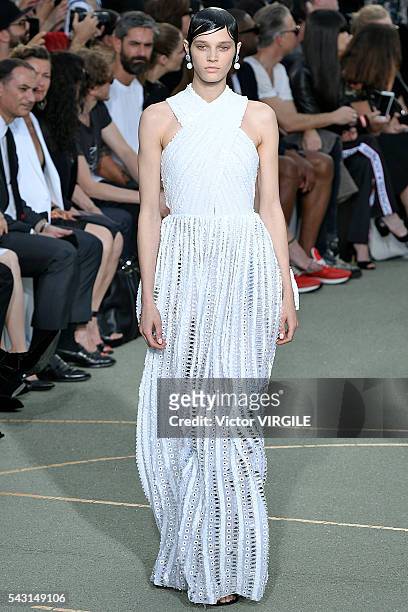 Model walks the runway during the Givenchy Spring/Summer 2017 show as part of Paris Fashion Week on June 24, 2016 in Paris, France.