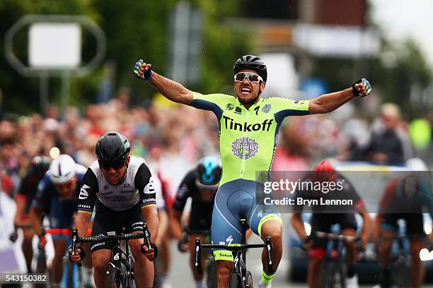 Adam Blythe of Great Britain and Tinkoff celebrates winning the Elite Men's 2016 National Road Championships on June 26, 2016 in Stockton-on-Tees,...