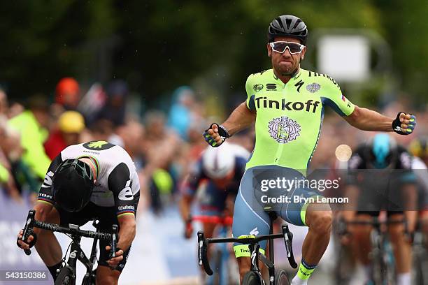 Adam Blythe of Great Britain and Tinkoff celebrates winning the Elite Men's 2016 National Road Championships on June 26, 2016 in Stockton-on-Tees,...