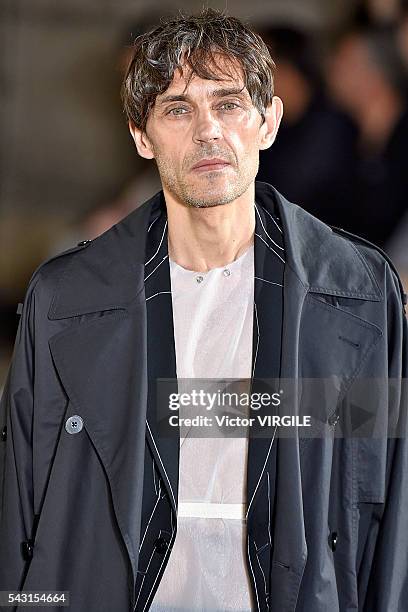 Model walks the runway during the Maison Margiela Menswear Spring/Summer 2017 show as part of Paris Fashion Week on June 24, 2016 in Paris, France.