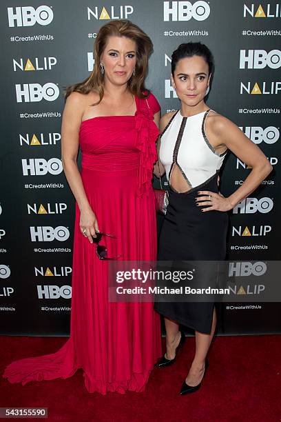 Actresses Alice Braga and Alicia Machado attends the NALIP 2016 Latino Media Awards at the Dolby Theatre on June 25, 2016 in Hollywood, California.