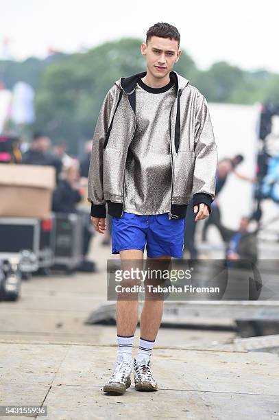 Olly Alexander of Years & Years at Glastonbury Festival 2016 at Glastonbury Festival Site on June 26, 2016 in Glastonbury, England.