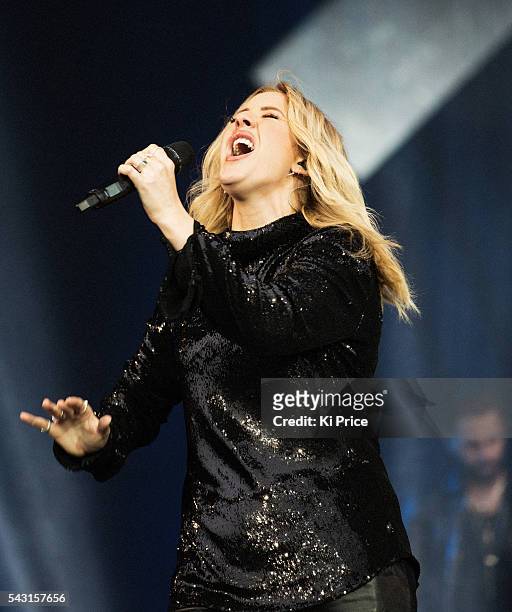 Ellie Goulding performs on the Pyramid Stage on Day 3 of the Glastonbury Festival 2016 at Worthy Farm, Pilton on Sunday, June 26, 2016 in...