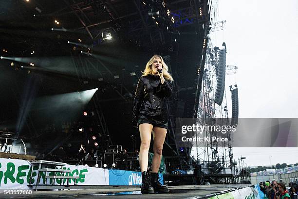 Ellie Goulding performs on the Pyramid Stage on Day 3 of the Glastonbury Festival 2016 at Worthy Farm, Pilton on Sunday, June 26, 2016 in...