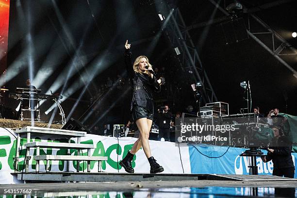 Ellie Goulding performs on the Pyramid Stage on Day 3 of the Glastonbury Festival 2016 at Worthy Farm, Pilton on Sunday, June 26, 2016 in...