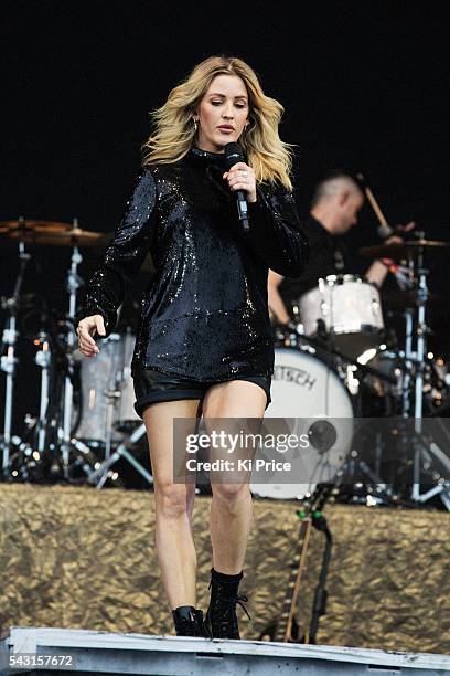 Ellie Goulding performs on the Pyramid Stage on Day 3 of the Glastonbury Festival 2016 at Worthy Farm, Pilton on Sunday, June 26, 2016 in...