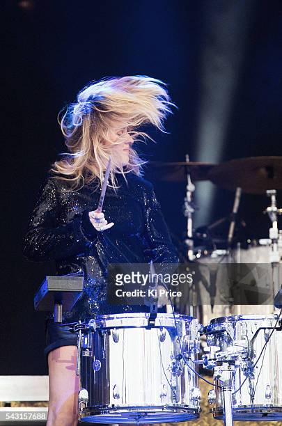 Ellie Goulding performs on the Pyramid Stage on Day 3 of the Glastonbury Festival 2016 at Worthy Farm, Pilton on Sunday, June 26, 2016 in...