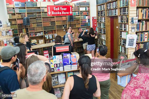 General atmosphere during the James Franco promotion of his new Chapbook "Straight James/Gay James" at the Strand Bookstore on June 26, 2016 in New...