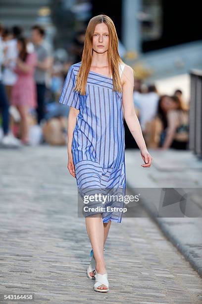 Model walks the runway during the Paul & Joe Menswear Spring/Summer 2017 show designed by Sophie Albou as part of Paris Fashion Week on June 24, 2016...