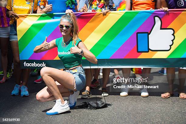 Model Josephine Skriver attends the 2016 Pride March on June 26, 2016 in New York City.