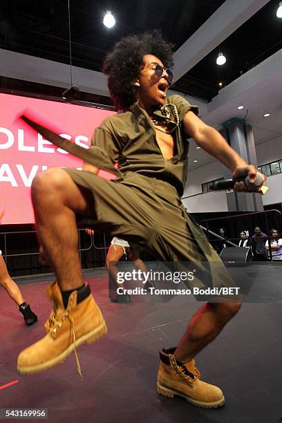 Recording artist Princeton of Mindless Behavior performs onstage during the Coke music studio during the 2016 BET Experience on June 26, 2016 in Los...