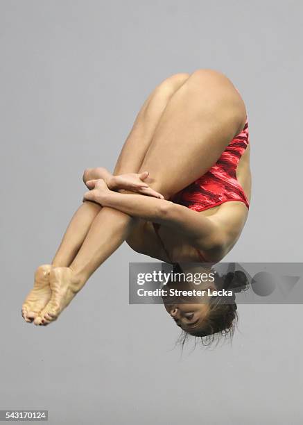 Kassidy Cook competes in the Women's 3m Springboard final during day 9 of the 2016 U.S. Olympic Team Trials for diving at Indiana University...