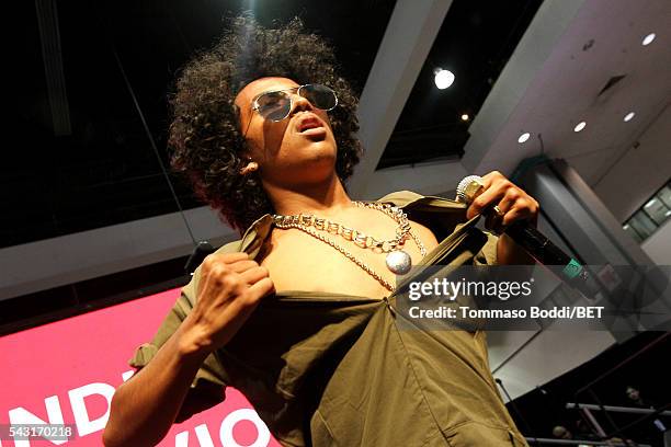 Recording artist Princeton of Mindless Behavior performs onstage during the Coke music studio during the 2016 BET Experience on June 26, 2016 in Los...