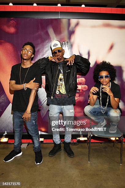 Recording artists Mike, EJ and Princeton of Mindless Behavior attend the Coke music studio during the 2016 BET Experience on June 26, 2016 in Los...