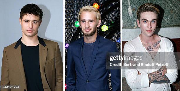 Son of Jeremy Irons, Max Irons attends the Lanvin Menswear Fashion Show on June 25, Son of Sean Penn, actor Hopper Jack Penn attends the Dior Homme...