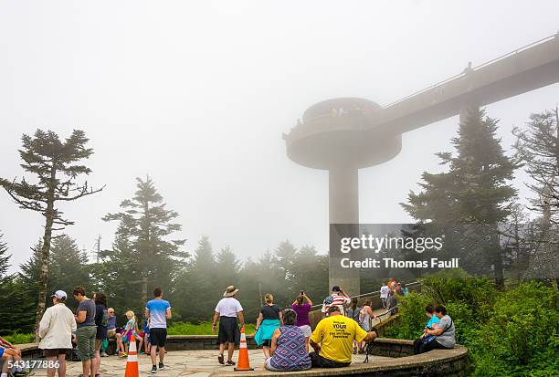 smoky mountain clingmans dome viewing point - clingman's dome stock pictures, royalty-free photos & images