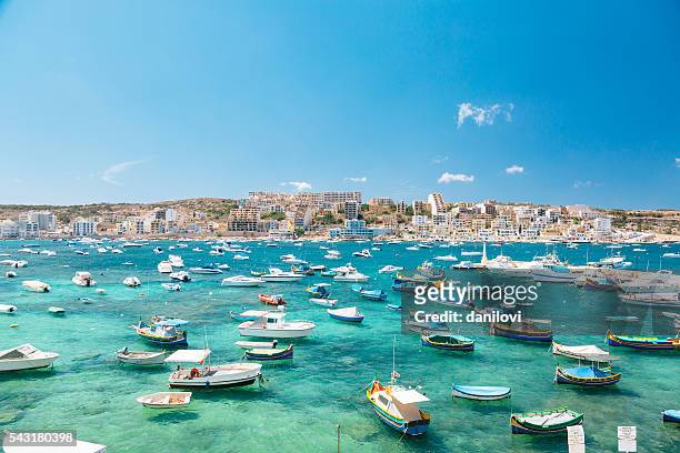 Boote in Bugibba Bucht, Malta