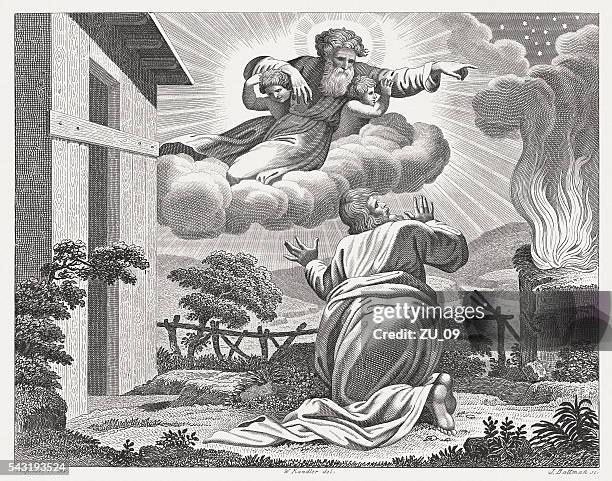 promise to abram (genesis 15), steel engraving, published in 1841 - fresco stock illustrations