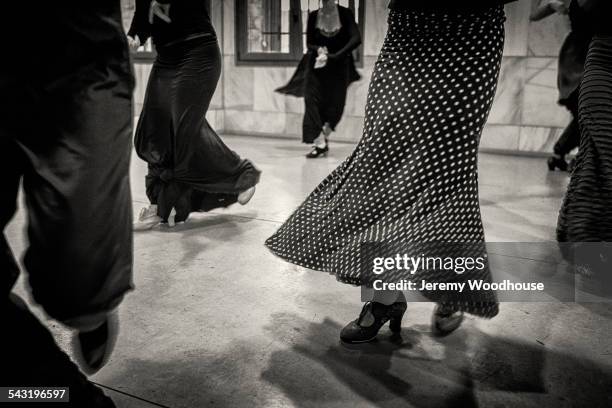 blurred view of people dancing in ballroom - danssalong bildbanksfoton och bilder