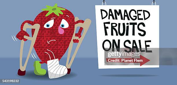not so perfect strawberry - corner store stock illustrations