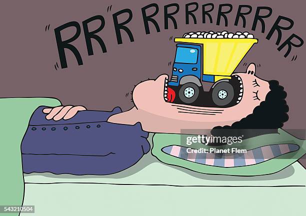 ilustrações de stock, clip art, desenhos animados e ícones de ronco de um camião - apneia do sono