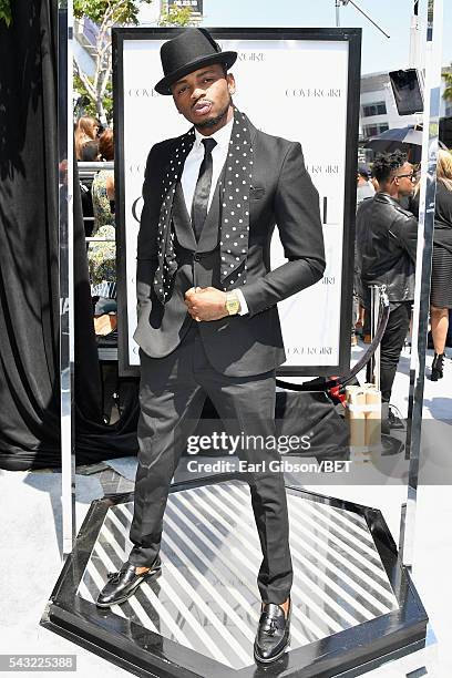 Recording artist Diamond Platnumz attends the Cover Girl glam stage during the 2016 BET Awards at the Microsoft Theater on June 26, 2016 in Los...