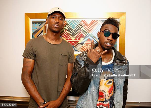 Artist Rob Hill and recording artist Jay Watts attend the BETX gifting suite during the 2016 BET Experience on June 26, 2016 in Los Angeles,...