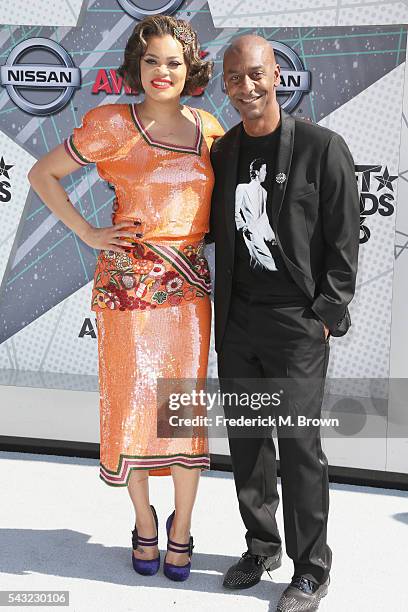 Singer Andra Day and BET Music Programming and Specials President Stephen G. Hill attend the 2016 BET Awards at the Microsoft Theater on June 26,...