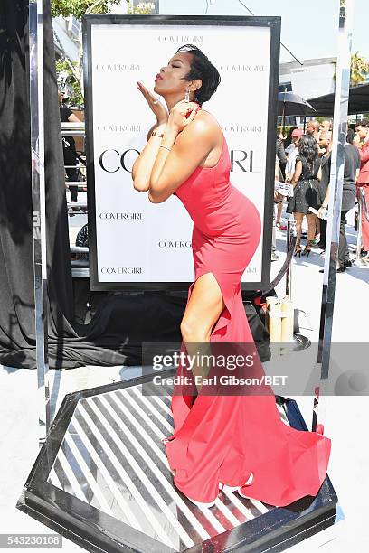 Singer LeToya Luckett attends the Cover Girl glam stage during the 2016 BET Awards at the Microsoft Theater on June 26, 2016 in Los Angeles,...