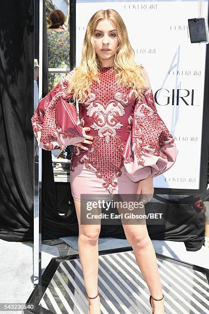 Musician Sophie Beem attends the Cover Girl glam stage during the 2016 BET Awards at the Microsoft Theater on June 26, 2016 in Los Angeles,...